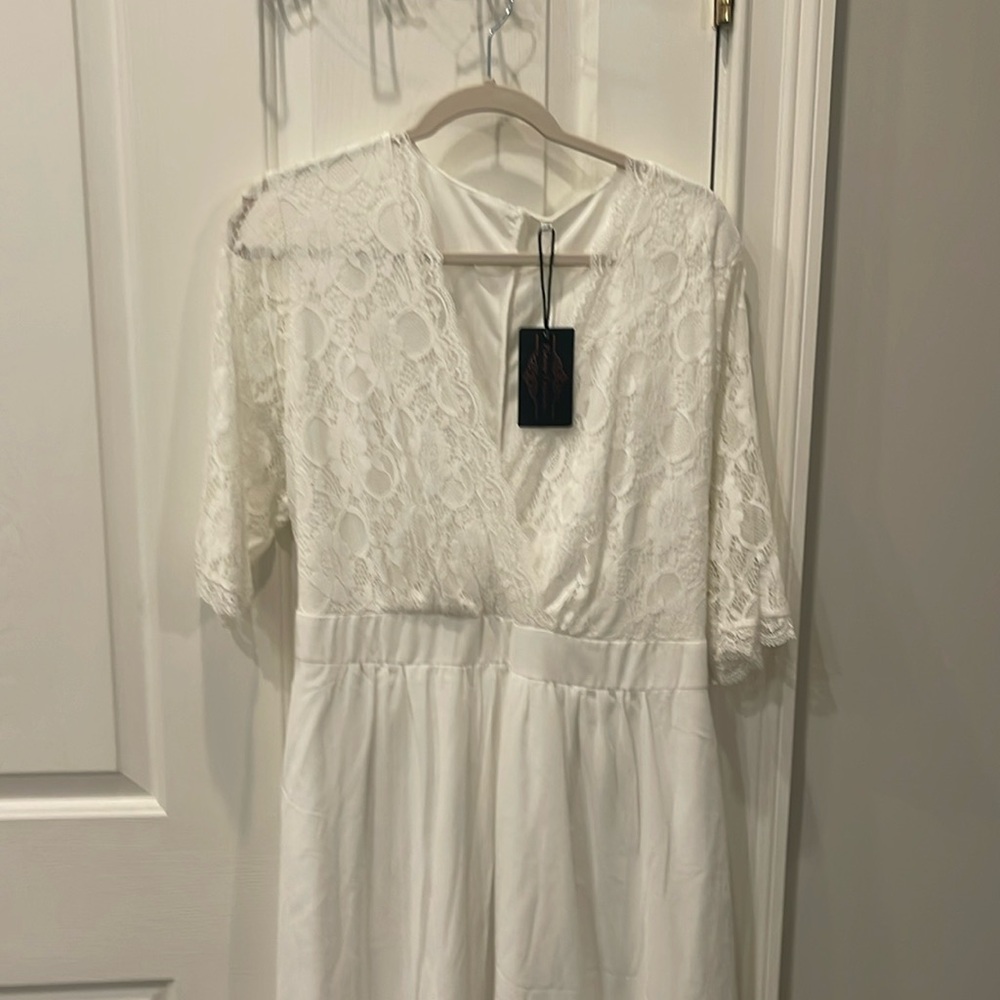 Plus size- white lace and chiffon dress
